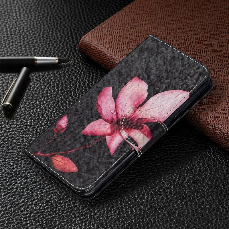 Custodia in pelle Xiaomi Redmi Note 9 Fiore Rosa