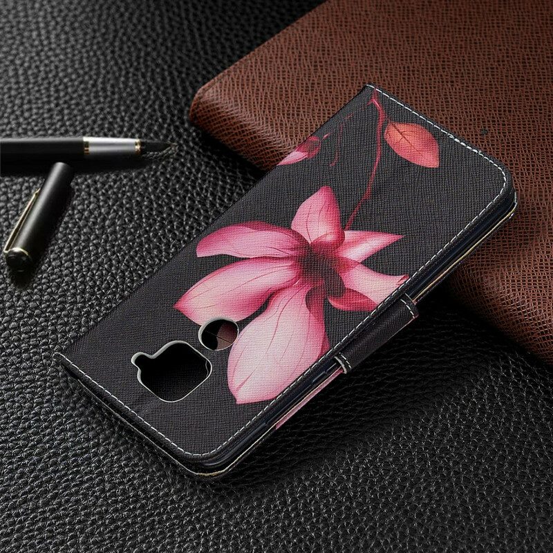 Custodia in pelle Xiaomi Redmi Note 9 Fiore Rosa