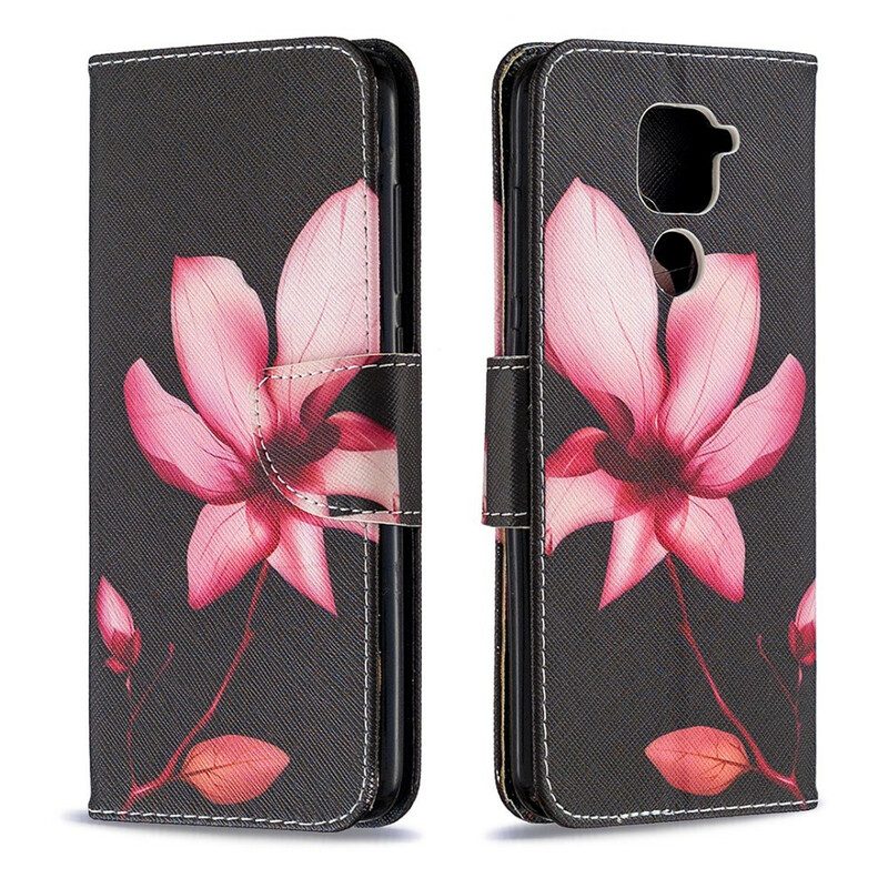 Custodia in pelle Xiaomi Redmi Note 9 Fiore Rosa