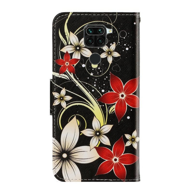 Custodia in pelle Xiaomi Redmi Note 9 Fiori Strappy Colorati