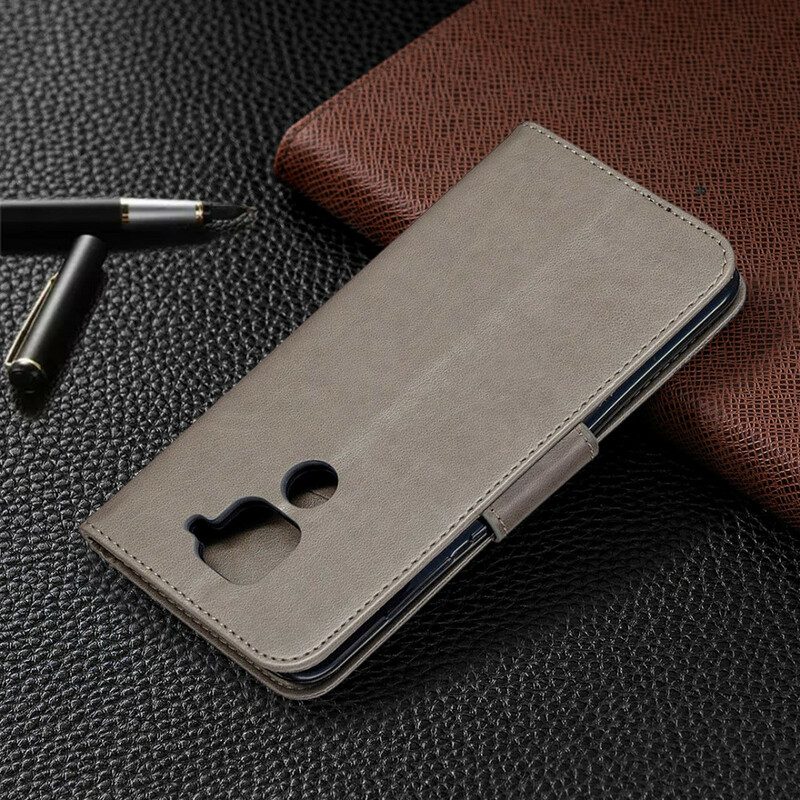 Custodia in pelle Xiaomi Redmi Note 9 Folio Cover Farfalle E Lembo Obliquo