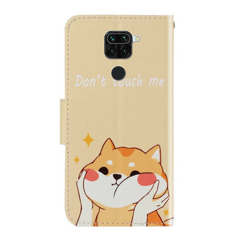 Custodia in pelle Xiaomi Redmi Note 9 Gatto Non Toccarmi Con La Cinghia