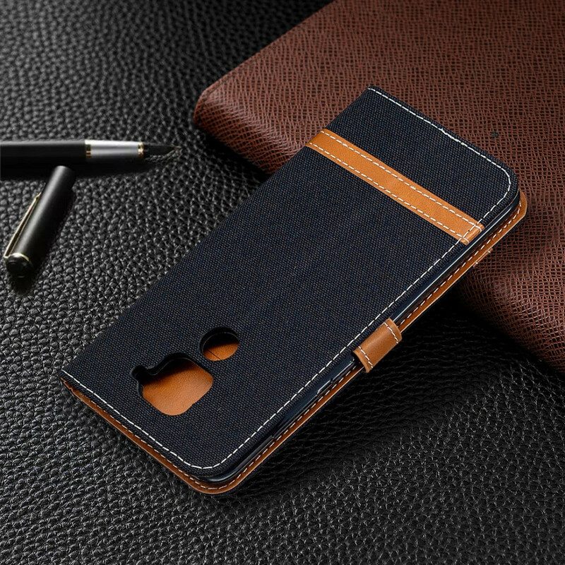 Folio Cover Xiaomi Redmi Note 9 Effetto Tessuto E Pelle