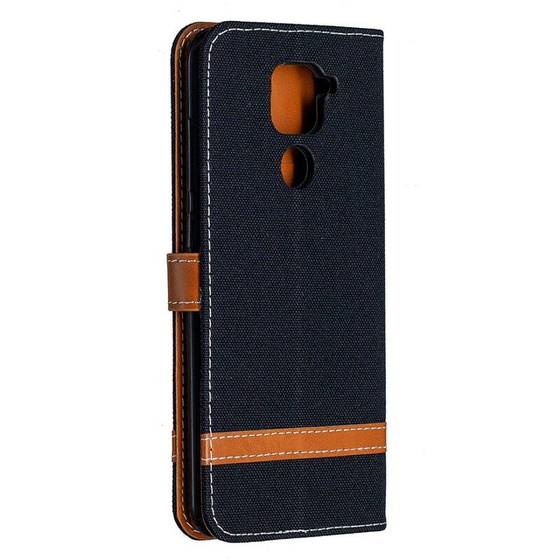 Folio Cover Xiaomi Redmi Note 9 Effetto Tessuto E Pelle