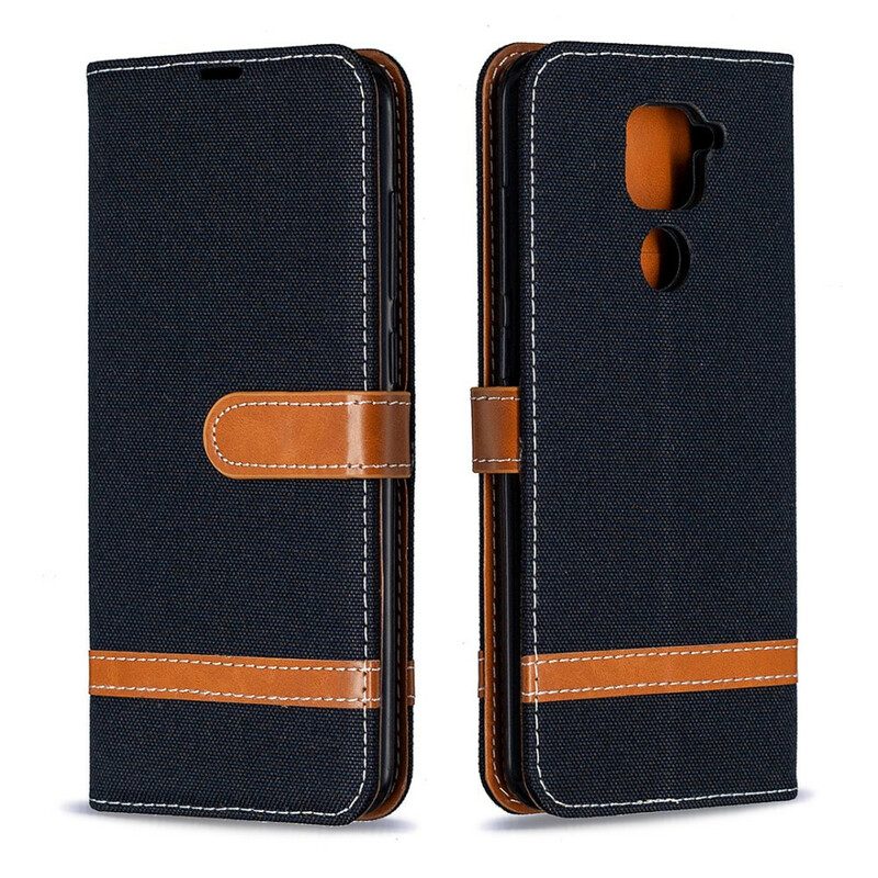 Folio Cover Xiaomi Redmi Note 9 Effetto Tessuto E Pelle