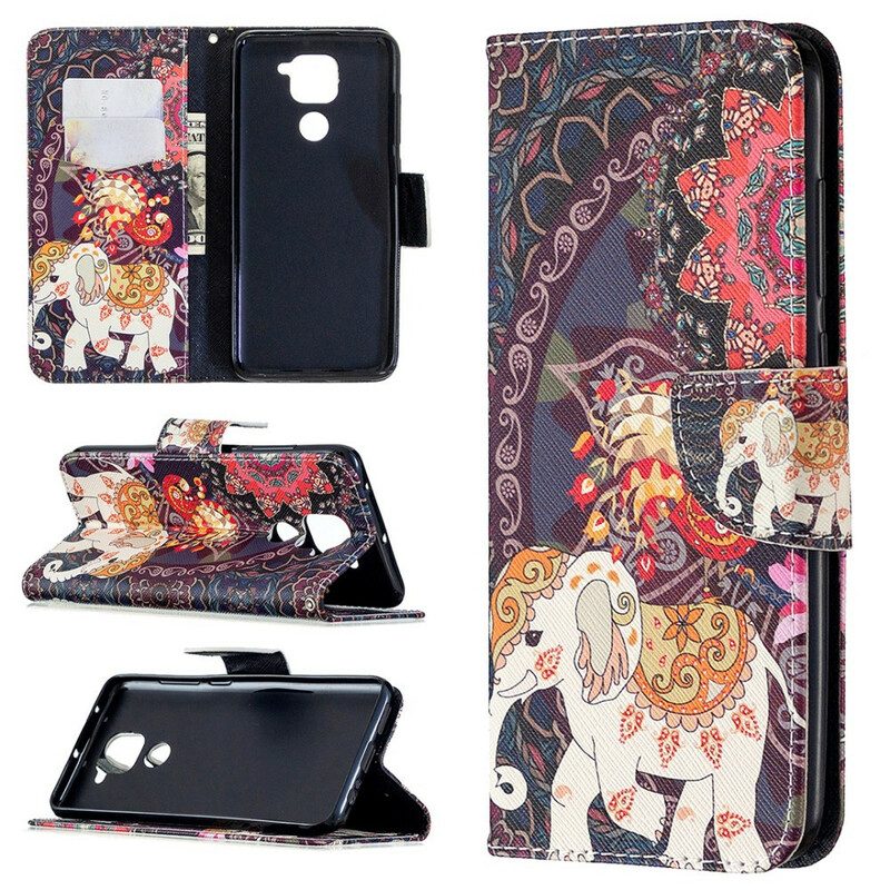 Folio Cover Xiaomi Redmi Note 9 Elefanti Indiani