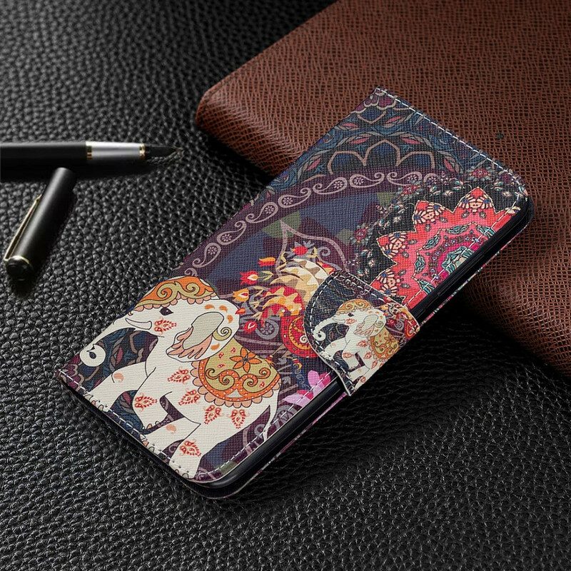 Folio Cover Xiaomi Redmi Note 9 Elefanti Indiani