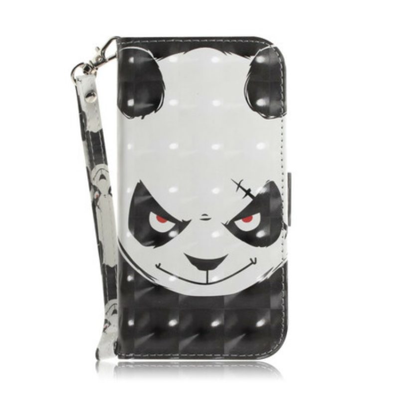 Folio Cover Xiaomi Redmi Note 9 Panda Arrabbiato Con Cordino