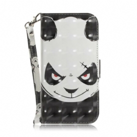 Folio Cover Xiaomi Redmi Note 9 Panda Arrabbiato Con Cordino