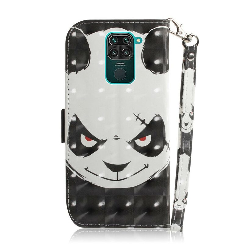 Folio Cover Xiaomi Redmi Note 9 Panda Arrabbiato Con Cordino