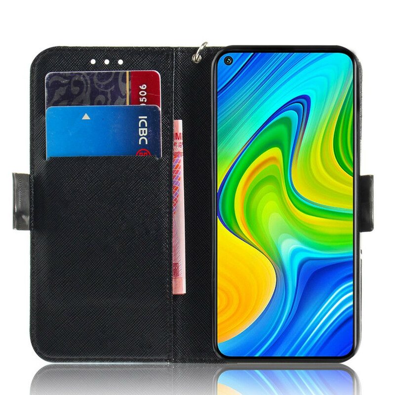 Folio Cover Xiaomi Redmi Note 9 Panda Arrabbiato Con Cordino