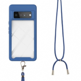 Cover Google Pixel 6 Pro Ibrido Con Cordoncino E Contorno Colorato