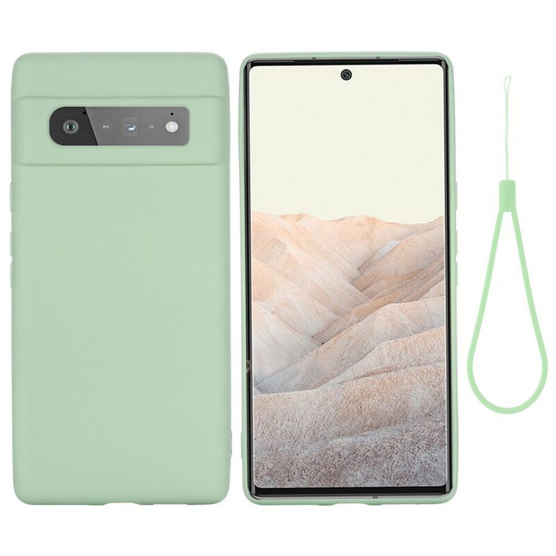 Cover Google Pixel 6 Pro Silicone Liquido Con Cordino