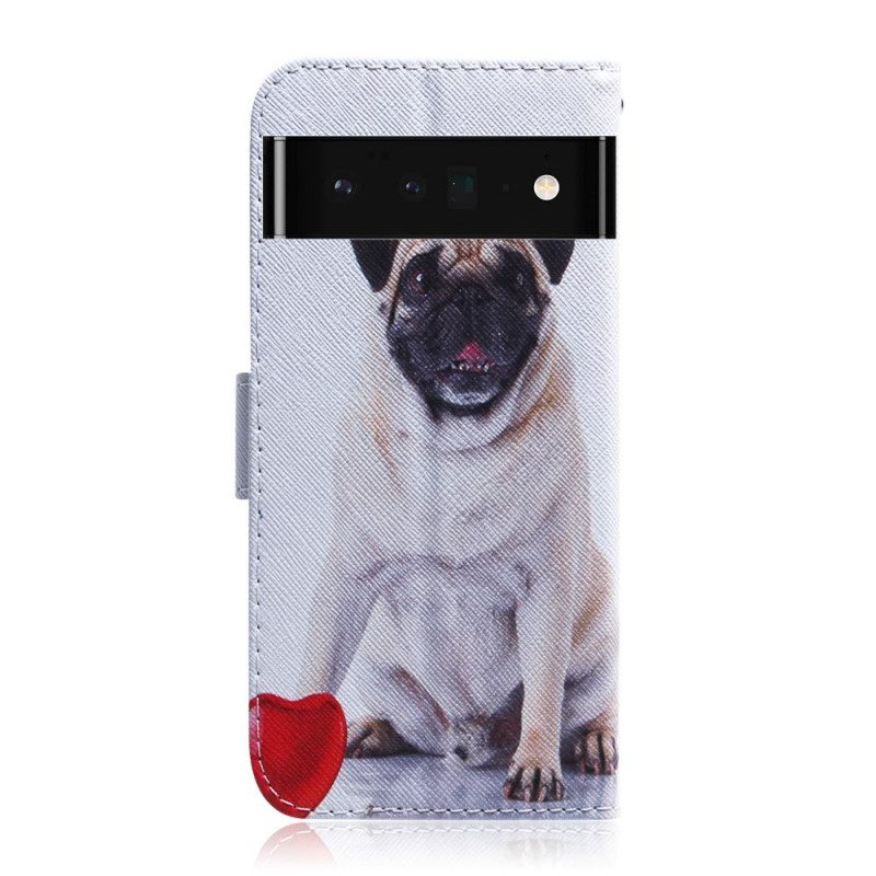 Custodia A Portafoglio Google Pixel 6 Pro Cane Carlino