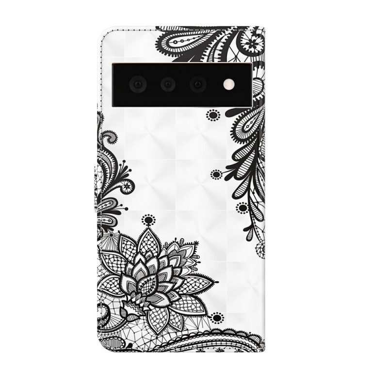 Custodia A Portafoglio Google Pixel 6 Pro Pizzo Elegante