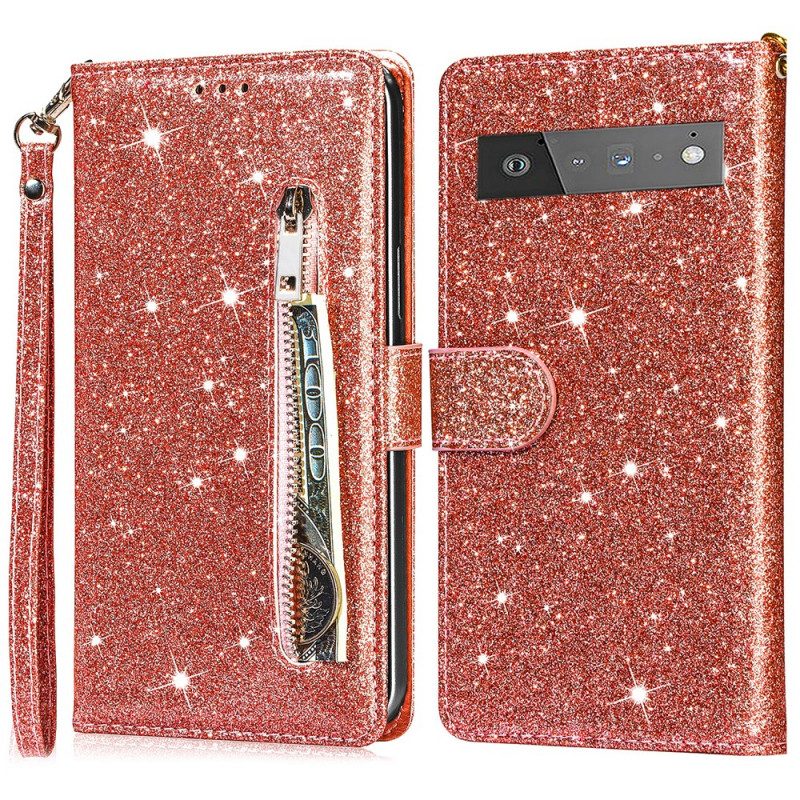 Custodia A Portafoglio Google Pixel 6 Pro Portamonete Glitterato