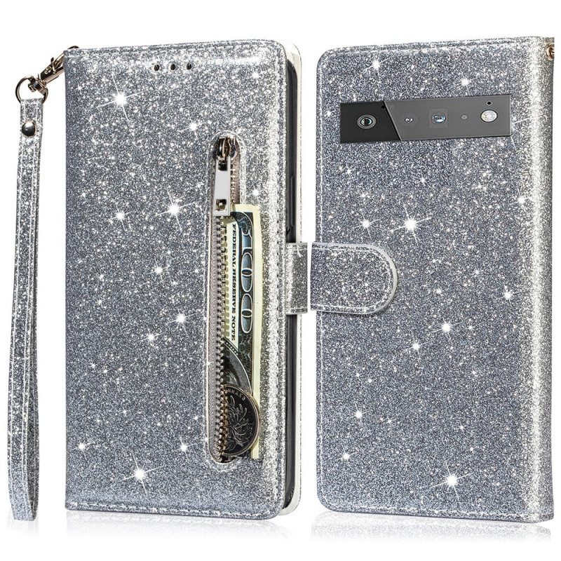 Custodia A Portafoglio Google Pixel 6 Pro Portamonete Glitterato