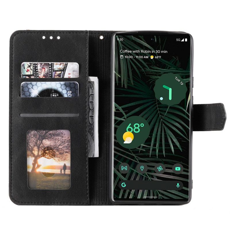 Custodia in pelle Google Pixel 6 Pro Cuciture A Contatto Con La Pelle