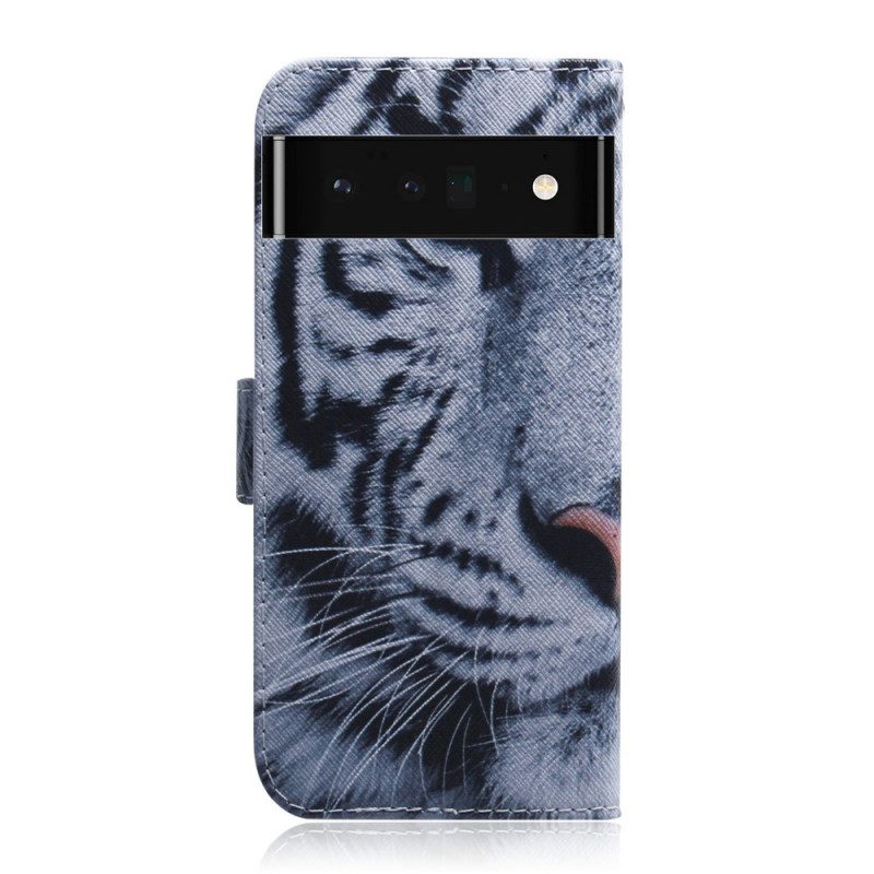 Custodia in pelle Google Pixel 6 Pro Faccia Da Tigre