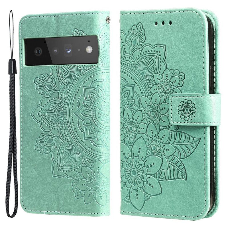 Custodia in pelle Google Pixel 6 Pro Fiore Mandala