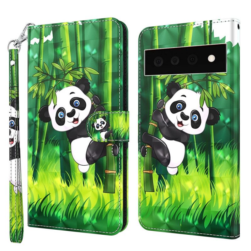 Custodia in pelle Google Pixel 6 Pro Panda E Bambù