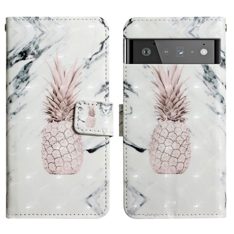 Custodia in pelle Google Pixel 6 Pro Punto Luce Ananas