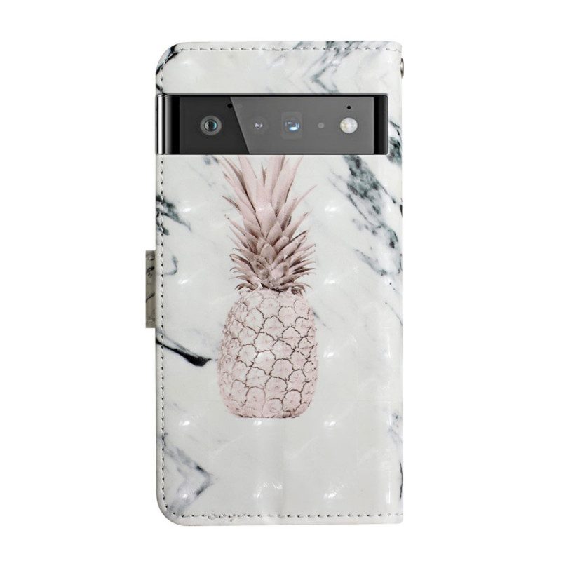 Custodia in pelle Google Pixel 6 Pro Punto Luce Ananas