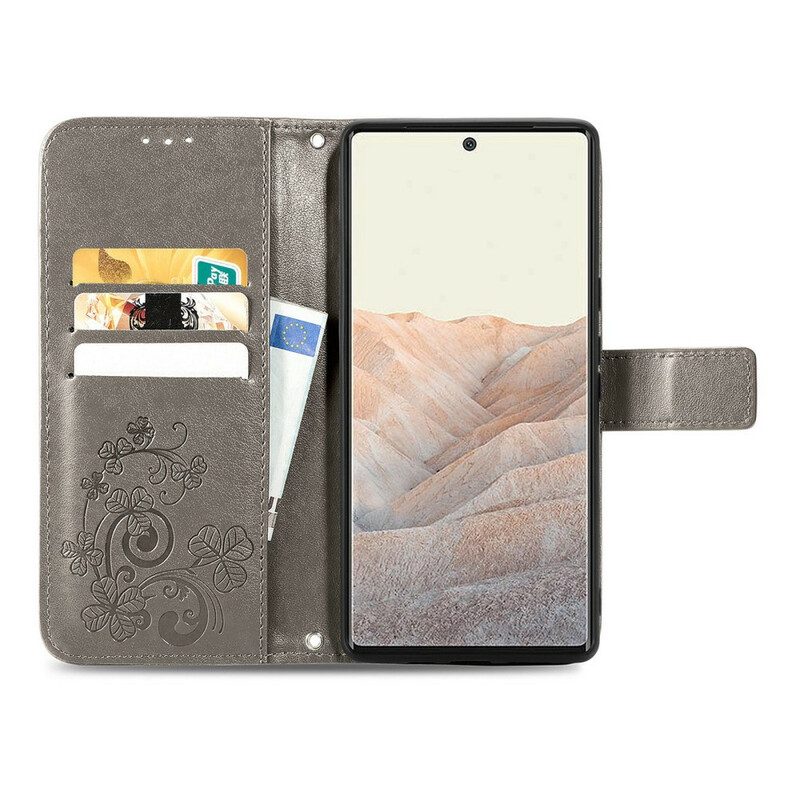 Custodia in pelle Google Pixel 6 Pro Quadrifoglio