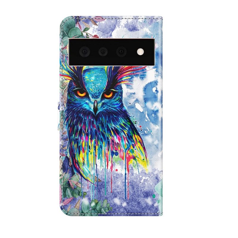 Custodia in pelle Google Pixel 6 Pro Uccello Dell'acquerello