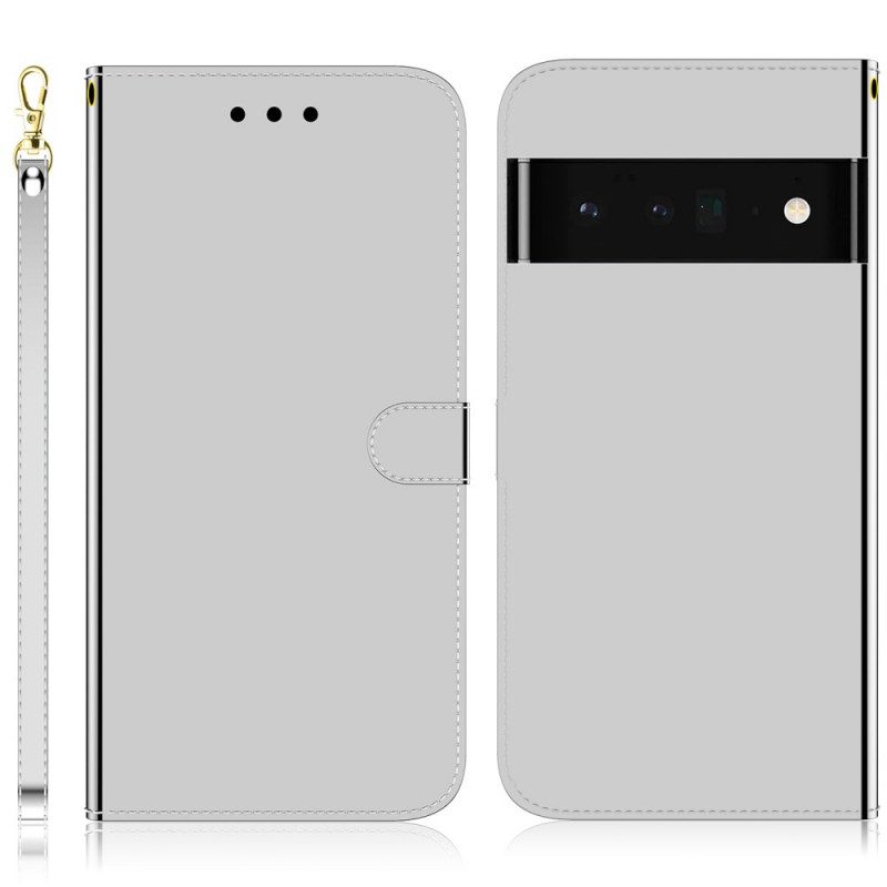 Folio Cover Google Pixel 6 Pro Copri Specchietto In Ecopelle