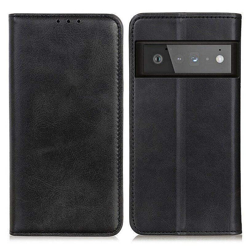 Folio Cover Google Pixel 6 Pro Custodia in pelle Crosta Di Pelle Opaca