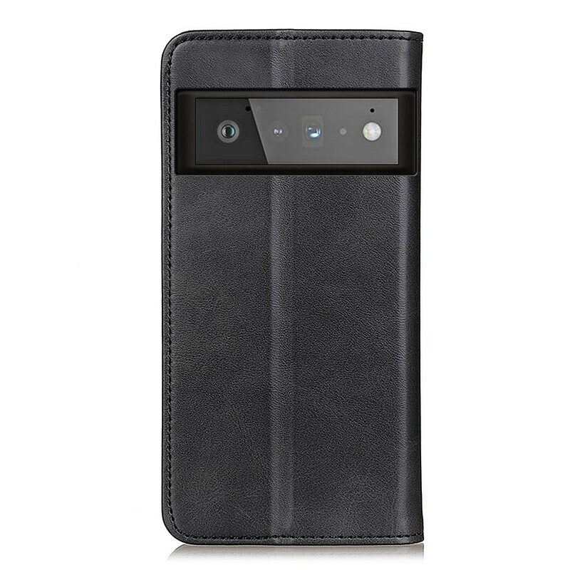 Folio Cover Google Pixel 6 Pro Custodia in pelle Crosta Di Pelle Opaca