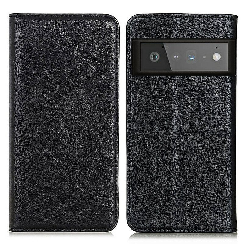 Folio Cover Google Pixel 6 Pro Custodia in pelle Crosta Di Pelle Testurizzata