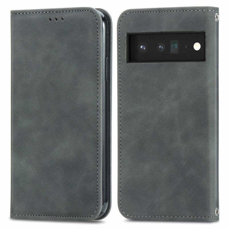 Folio Cover Google Pixel 6 Pro Custodia in pelle Design Vintage Skin-touch