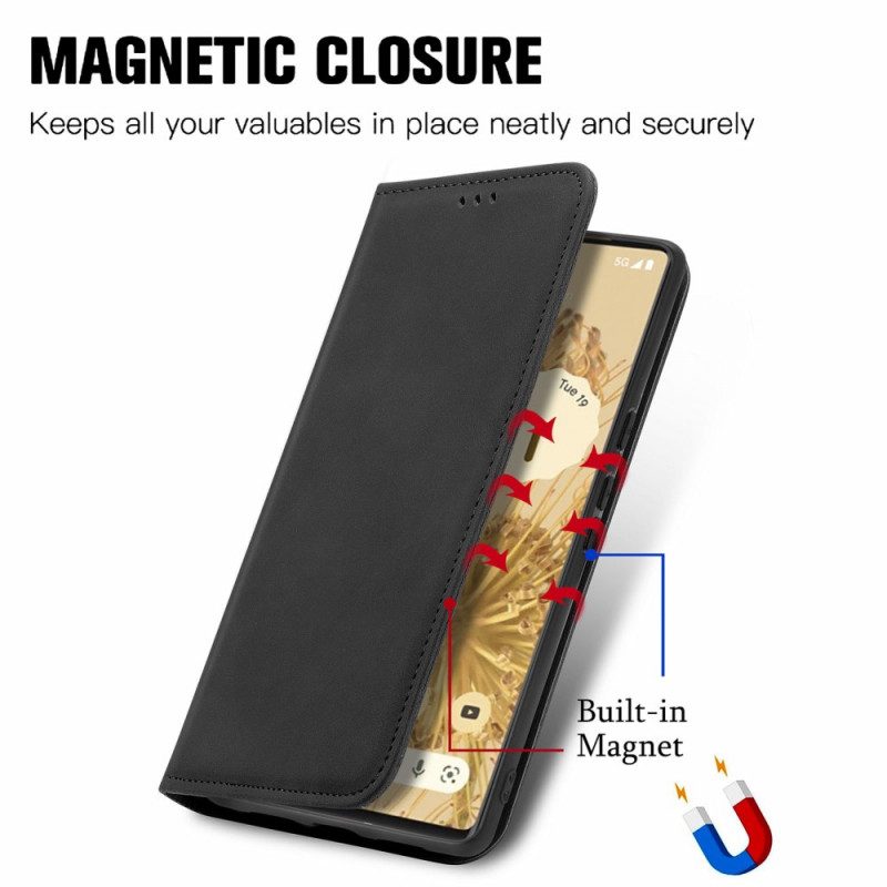 Folio Cover Google Pixel 6 Pro Custodia in pelle Design Vintage Skin-touch