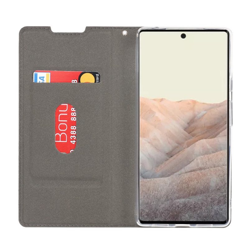 Folio Cover Google Pixel 6 Pro Custodia in pelle Finezza Strappy