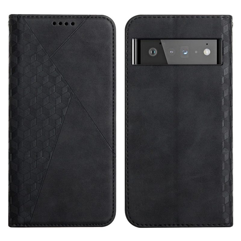 Folio Cover Google Pixel 6 Pro Custodia in pelle Geo Effetto Pelle