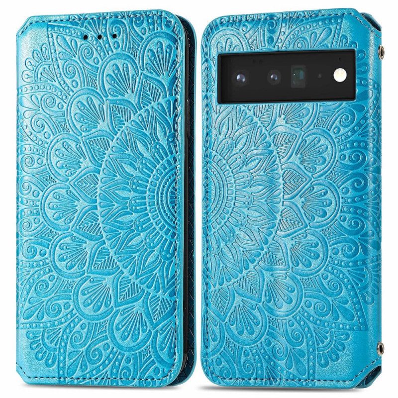 Folio Cover Google Pixel 6 Pro Custodia in pelle Mandala