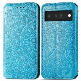 Folio Cover Google Pixel 6 Pro Custodia in pelle Mandala