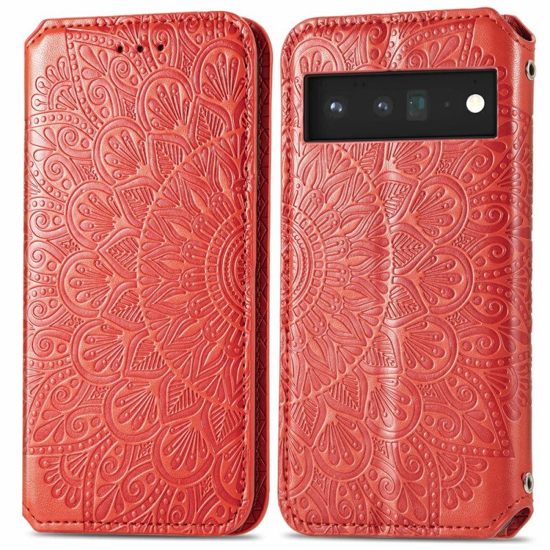 Folio Cover Google Pixel 6 Pro Custodia in pelle Mandala