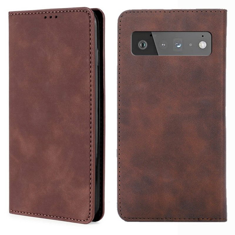 Folio Cover Google Pixel 6 Pro Custodia in pelle Tocco Di Pelle