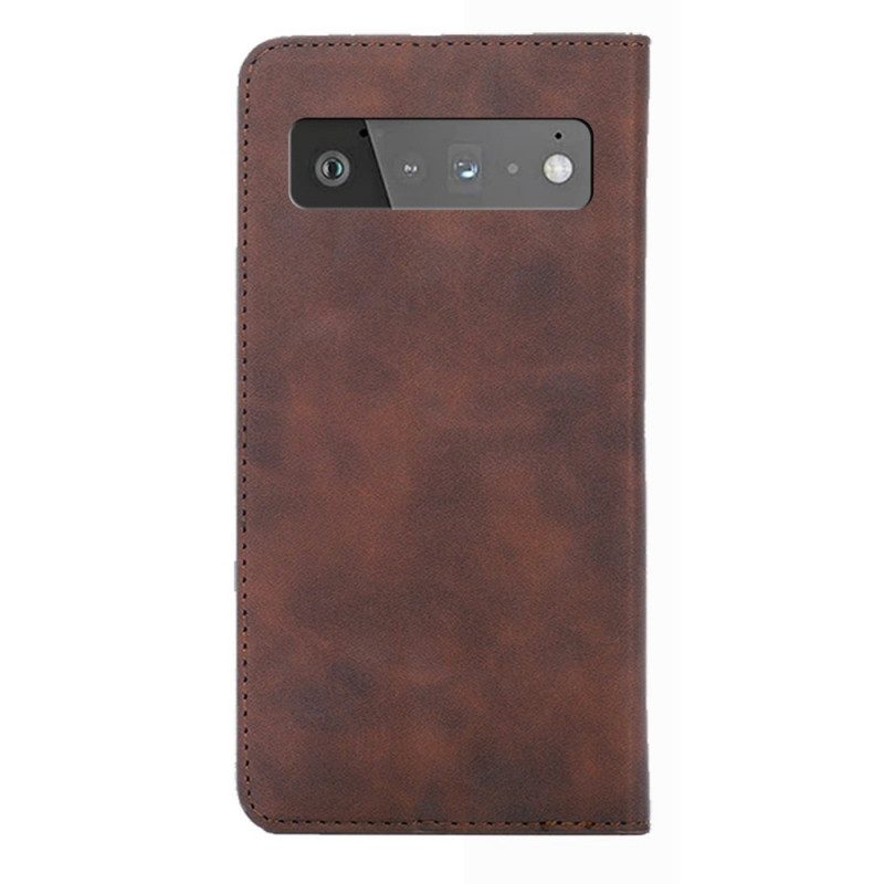 Folio Cover Google Pixel 6 Pro Custodia in pelle Tocco Di Pelle