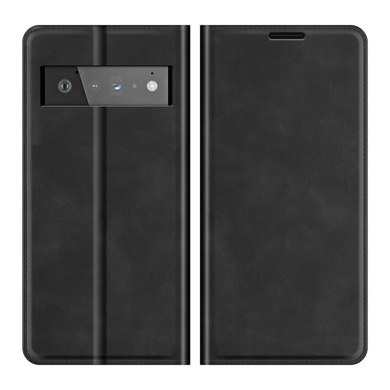 Folio Cover Google Pixel 6 Pro Custodia in pelle Tocco Di Pelle