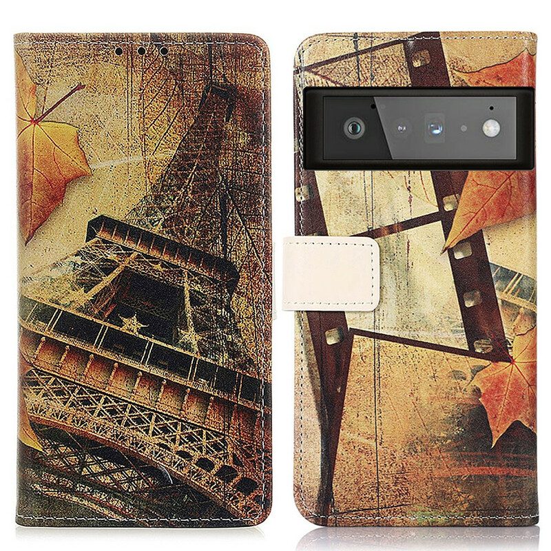 Folio Cover Google Pixel 6 Pro Torre Eiffel In Autunno