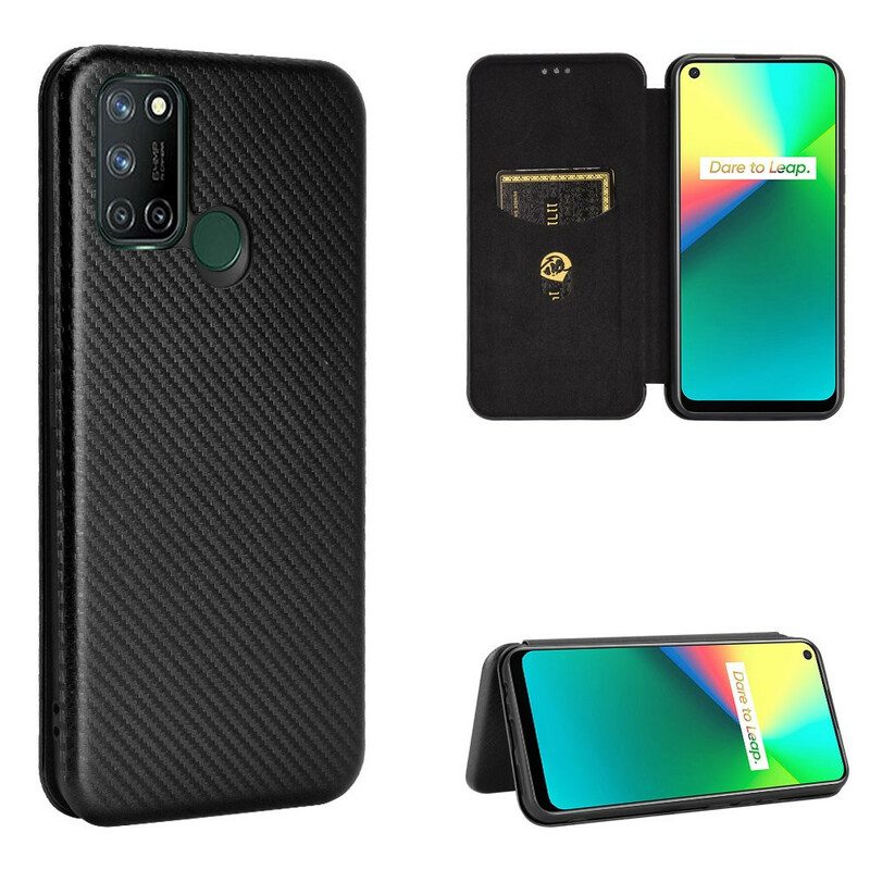 Folio Cover Realme 7i Custodia in pelle Carbonio Siliconico