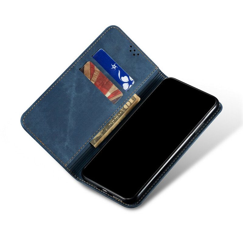 Folio Cover Realme 7i Custodia in pelle Tessuto Denim