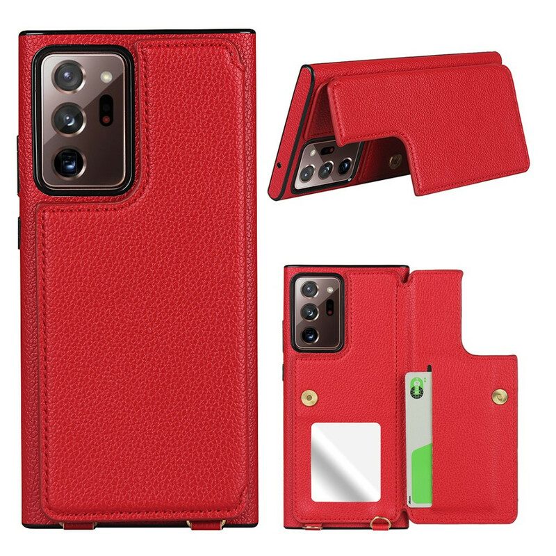 Cover Samsung Galaxy Note 20 Ultra Supporto Per Portacarte In Pelle Litchi