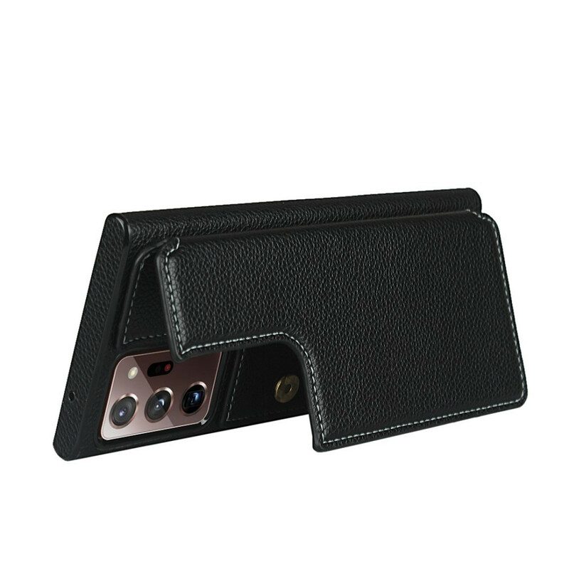 Cover Samsung Galaxy Note 20 Ultra Supporto Per Portacarte In Pelle Litchi