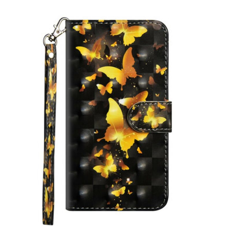 Custodia in pelle Samsung Galaxy Note 20 Ultra Farfalle Gialle