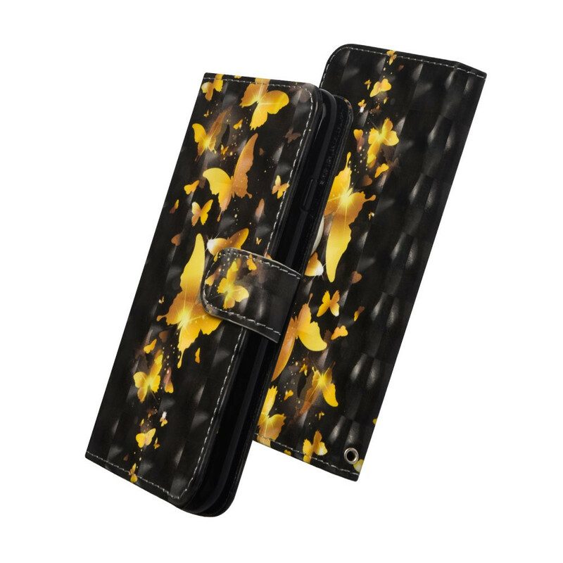 Custodia in pelle Samsung Galaxy Note 20 Ultra Farfalle Gialle